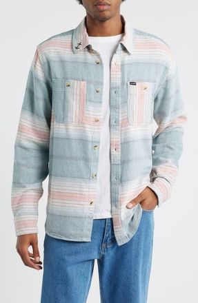Dark Seas Summit Multi Stripe Flannel Button-Up Shirt in Off White/Teal at Nordstrom, Size Xx-Large