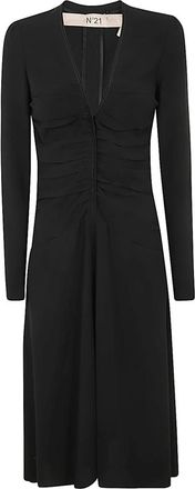 N&deg;21 Zwarte Midi Jurk Elegante Stijl - Dames - Casual kleedjes - Zwart - 2XS - Polyester - Kleedjes