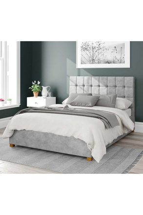 Aspire Home Accents Sinatra Upholstered Ottoman Storage Bed, Kimiyo Linen Fabric in Silver | Size: Super King