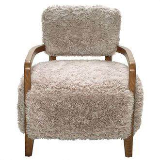 Signature Sill&oacute;n de tela beige tipo piel de conejo l71 cm
