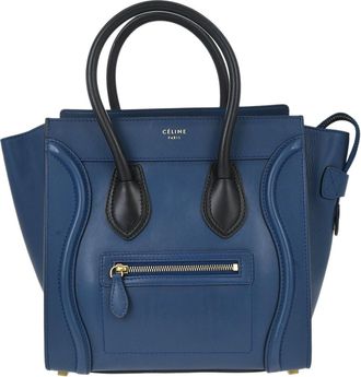 Celine Luggage Smooth Leather Blue Leather Handbag (Pre-Owned)
