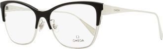 Omega Womens Butterfly Eyeglasses OM5001H 01A Palladium/Black 54mm