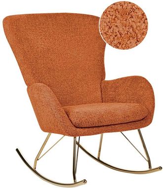 Beliani Beliani - Retro Traditional Rocking Chair Boucle Fabric Metal Rockers Orange Anaset