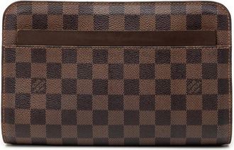 Louis Vuitton Pre-owned Vintage Damier Ebene Canvas Clutch Wallet - Dames - Vintage Clutch - Bruin - ONE Size - Vintage