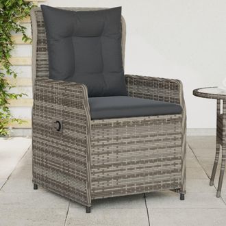 vidaXL Vidaxl - Sillones Reclinables De Jard&iacute;n 2 Uds Rat&aacute;n Sint&eacute;tico Gris