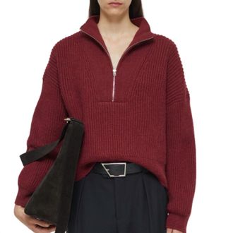Closed Cropped Troyer Sweater In Jam