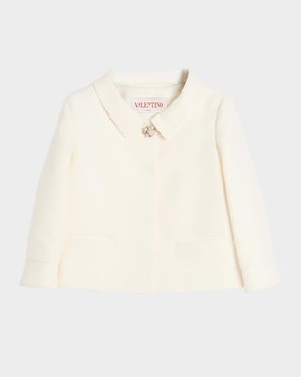 Valentino Garavani Collared Brooch Wool Jacket