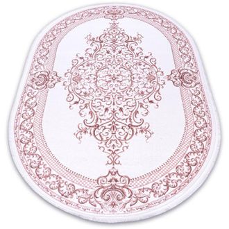 RugsX Rugsx - Tappeto acrilico dizayn ovale 142 avorio / rosa pink 80x300 cm