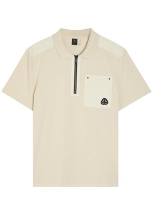 Moose Knuckles Dalon Panelled Piqu&eacute; Cotton Polo Shirt - Cream - Xxl