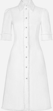 Dolce & Gabbana Cotton Raschel Tweed Calf-length Dress - Woman Dresses White 36