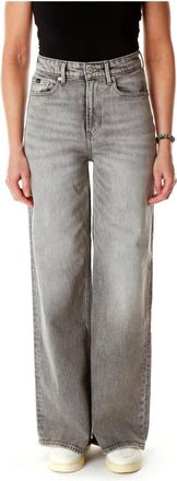 Denham Wide Fit High Waist Flare Jeans - Dames - Loose Fit Jeans - Grijs - W25 L30 - Denim - Jeans