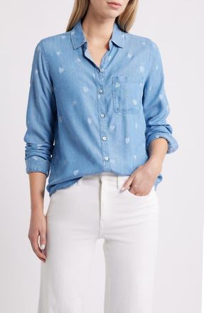 Beach Lunch Lounge Cassie Chambray Button-Up Shirt in Sunlit Hearts at Nordstrom, Size Small