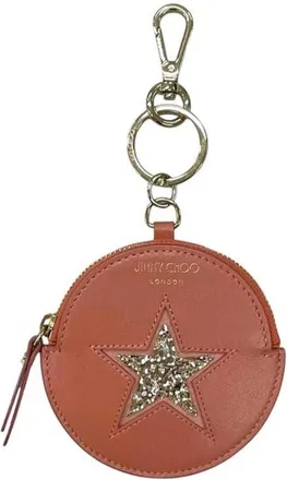 Jimmy Choo London Salmon Pink Leather Spangles Coin Purse/Coin Case (Pre-Owned)