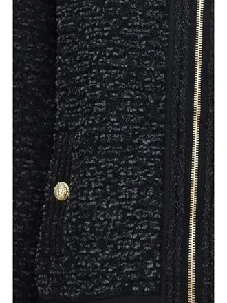 Balmain Womens Zip Jacket With Sequin Details Black Viscose