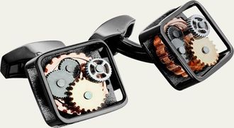 Tateossian Gunmetal Gear Cuff Links, Silvertone