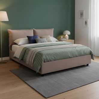 Dmora Dmora - Talamo Italia - Letto Alla Francese Agalo, Letto Contenitore In Tessuto, Apertura Frontale, Adatto Per Materasso Cm 140x200, 100% Made In Ital