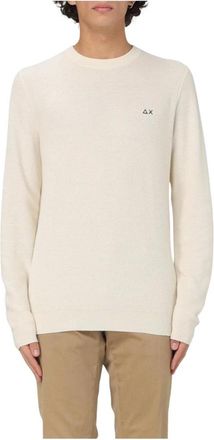 Sun 68 Truien & Vesten, Heren, Wit, M, Katoen, Cotton Knit Crew Neck Sweater