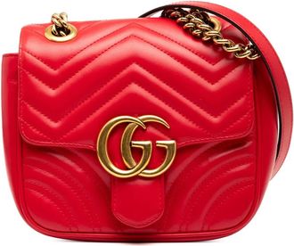 Gucci 2016-2025 GG Marmont Matelasse Flap leren mini-crossbodytas - Rood