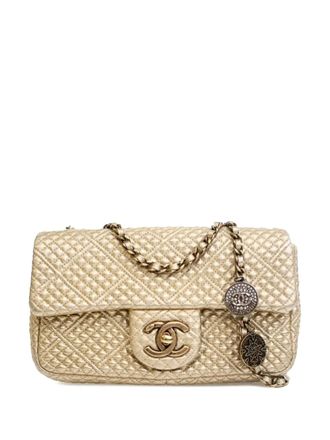 Chanel 2014-2015 Small Micro Quilted Metallic Lambskin Coin Flap shoulder bag - Gold