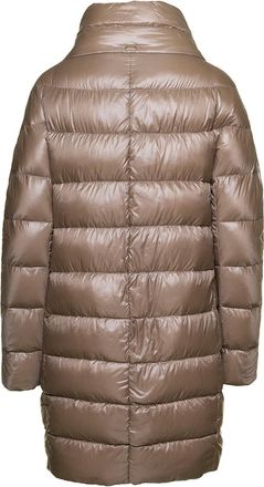Herno Womens Long Down Jacket Beige Polyamide Puffer