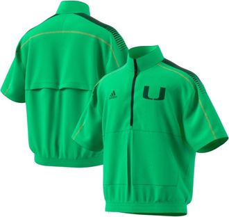 adidas Mens adidas Green Miami Hurricanes Miami Nights Strategy Half-Zip Short Sleeve Jacket at Nordstrom, Size X-Large