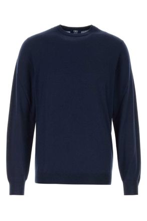 Fedeli Blue Solid Regular Sweaters