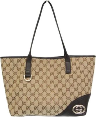 Gucci Pre-owned Tote Bags, female, Beige, Size: ONE SIZE Pre-owned New Brit 169946 Tote Bag