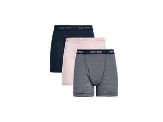 Calvin Klein Underwear Cotton Classics Boxer Brief 3-Pack Mens Underwear Horizon Pink/Hairline Stripe Shoreline/Shoreline : XL (40-42)