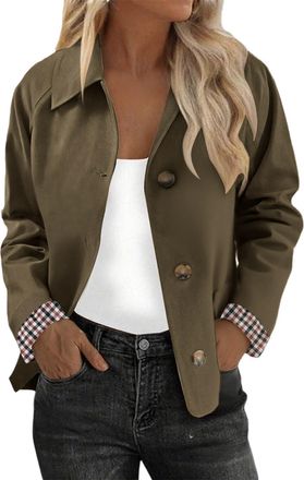 Generic Womens Trench Coat Single Breasted Short Wool Coats Casual Elegant Lapel Collar Warm Jackets Ladies Classic Fit Plain Cropped Pea Coats for Daily Work