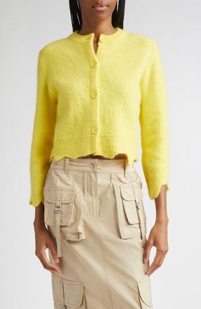 Acne Studios Kiruna Boiled Knit Cardigan in Yellow at Nordstrom, Size Large