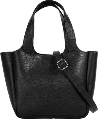 Cluty Henkeltasche CLUTY, Damen, Gr. B/H/T: 30cm x 19cm x 12cm onesize, schwarz, Leder, leicht gl&auml;nzend, unifarben, Taschen Henkeltasche, echt Leder, Made i