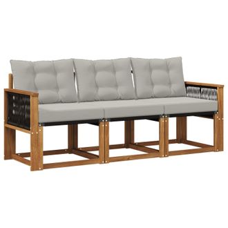 vidaXL Conjunto De Sof&aacute;s De Exterior 3 Pcs Natural Y Gris Claro Vidaxl