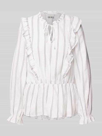 Ichi Regular Fit Bluse mit Schl&uuml;sselloch-Ausschnitt Modell OLLIE in Offwhite, Gr&ouml;&szlig;e 36