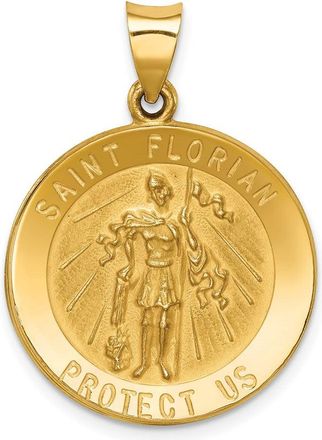 Diamond2Deal 14k Yellow Gold Polished and Satin St Florian Medal Hollow Pendant