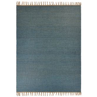 Beliani Beliani - Alfombra De Yute Azul Turquesa Marr&oacute;n 160 X 230 Cm Hecho A Mano Borlas Lunia