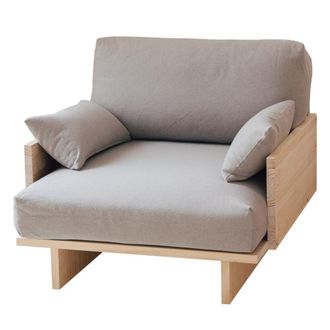 Naan Furniture Sill&oacute;n gris claro de pino natural 94,5 cm sin barnizar