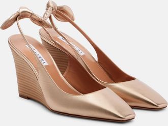 Aquazzura Zeppe Very Bow Tie 85 in pelle