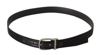 Dolce & Gabbana Leather with Logo Buckle Belt - Black