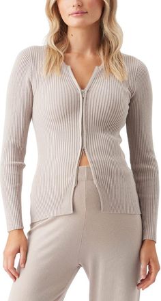 Ripe Romee Zip Through Knit in Stone at Nordstrom, Size X-Small Au