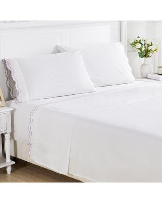 Melange Home M&eacute;lange Home 300 Thread Count Double Scalloped Embroidery Pillowcase Pair