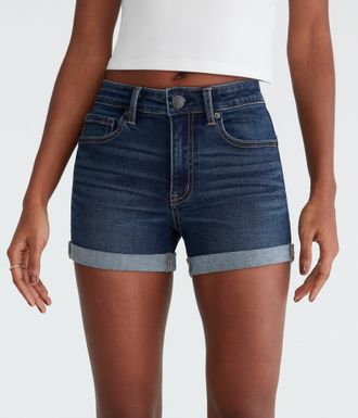 A&eacute;ropostale Premium Seriously Stretchy High-Rise Denim Midi Shorts
