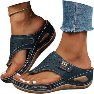 Generic Orthopedic Sandals For Women 2026 Summer Orthopedic Wide Width Wedge Flip Flops With Arch Support Non-Slip Platform Slides Lady Slip On Wedges Lightwe