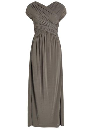 Tove Freja Cross-over Ruched Stretch-jersey Midi Dress - Dark Green - 38 (UK10 / S)
