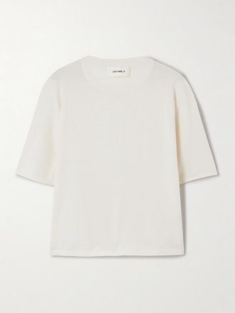 Lisa Yang T-shirt In Misto Cotone E Cashmere Rubie - Crema