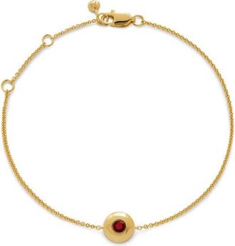 Monica Vinader Bezel Birthstone Station Bracelet in January/Red Garnet /gold at Nordstrom