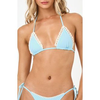 L*Space Samba Embroidered Trim Bikini Top in Tourmaline at Nordstrom, Size X-Large