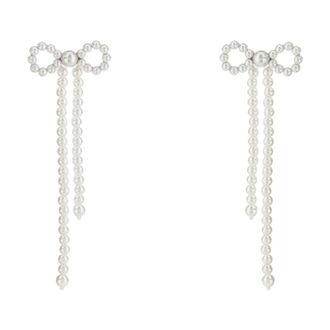 Self Portrait Pearl Bow Earrings - female - Self Portrait - Earrings - White - ONE SIZE - Accessories
