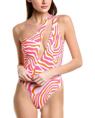 Solid & Striped Issi One-Shoulder One-Piece In Abstract Zebra Print