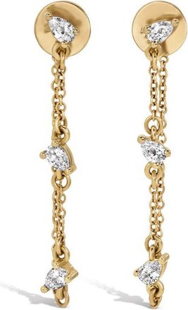 Adina Reyter Lab Grown Pear Cut Diamond Chain Drop Earrings in 14K Yellow Gold at Nordstrom