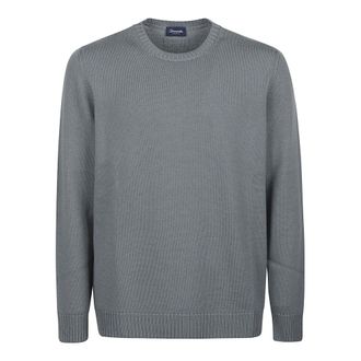 Drumohr Round-neck Knitwear, male, Gray, M, Round Neck Jumper